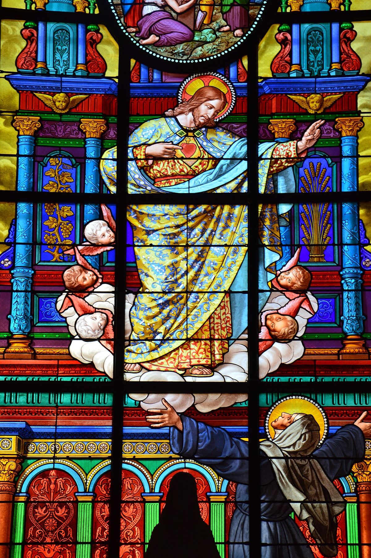 Cathédrale Saint Louis de La Rochelle - Chapelle du Sacré Coeur - vitrail Apparition du Christ à Marguerite-Marie