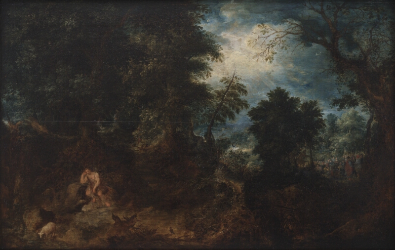 John the Baptist in the Wilderness. St. John Preaching and the Baptism of Christ