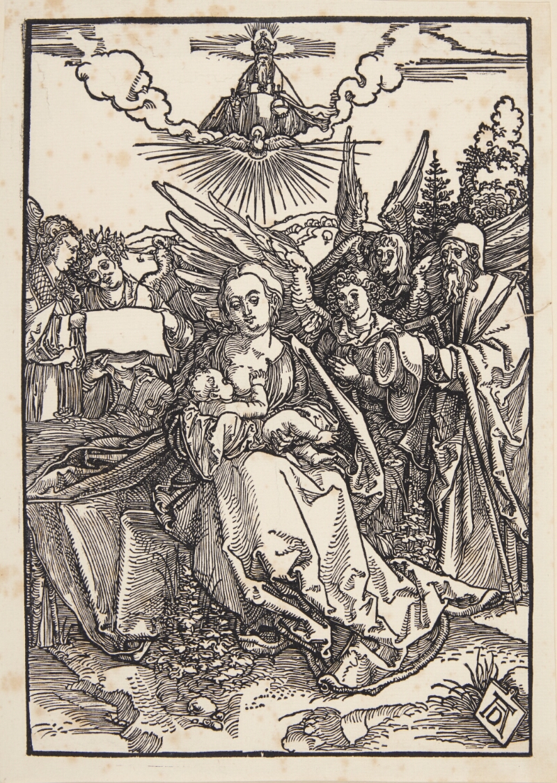 The Holy Family with five angels