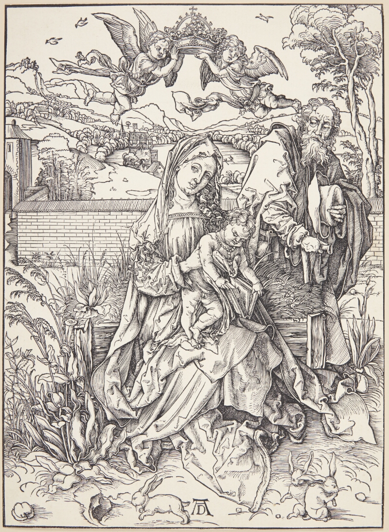 The Holy Family with three hares