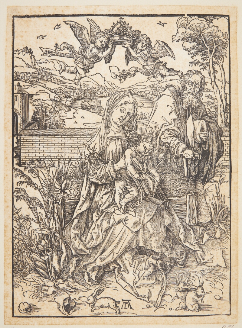 The Holy Family with three hares