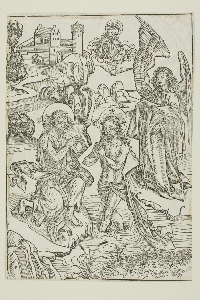 The Baptism of Christ (verso); The Circumcision of Christ (recto), pages 34 and 33, from the Treasury (Schatzbehalter)