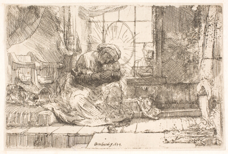 The Virgin and the Child with the cat: and Joseph at the window