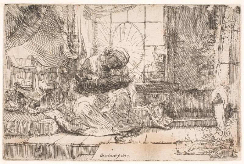 The Virgin and the Child with the cat: and Joseph at the window