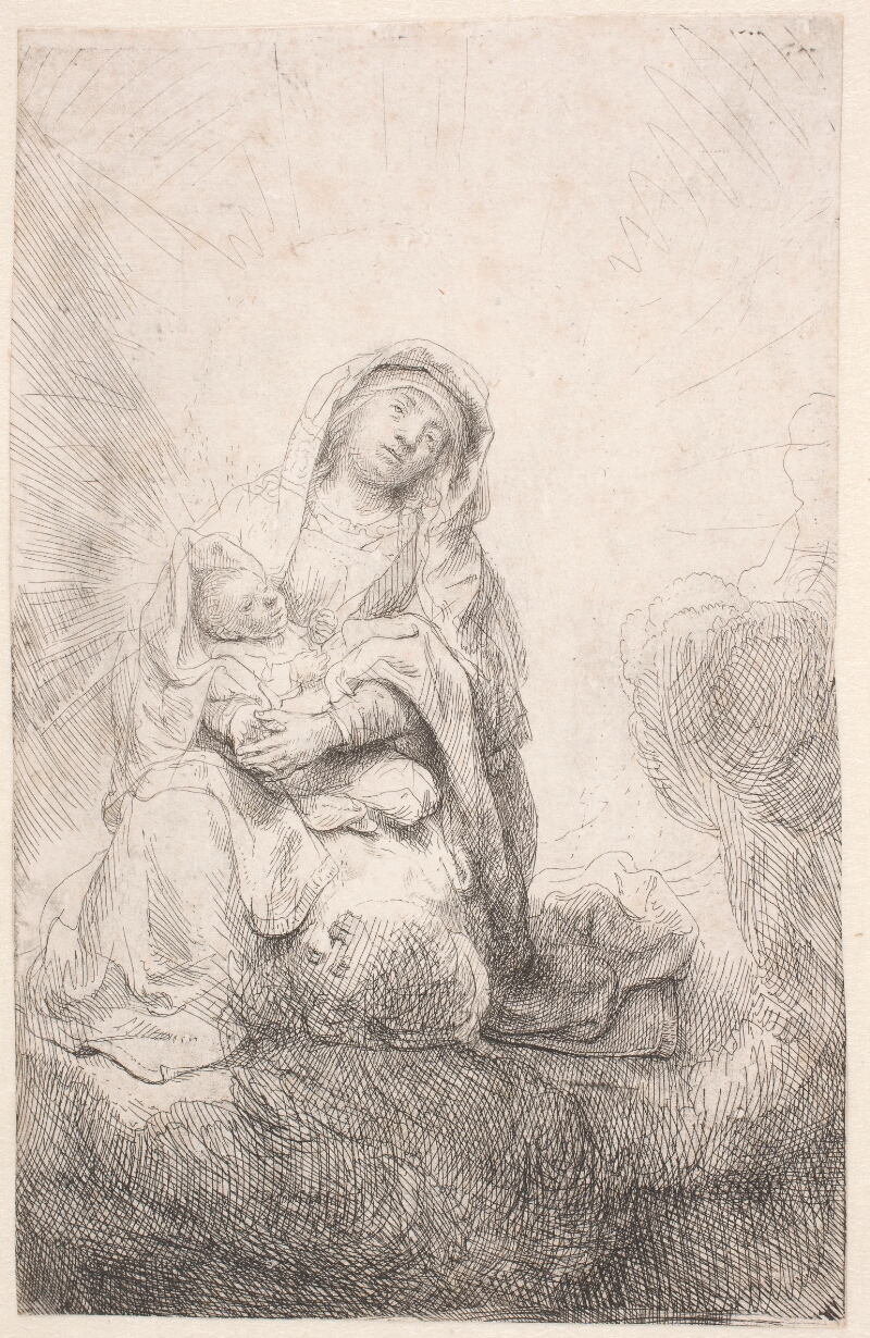 Virgin and child in the clouds