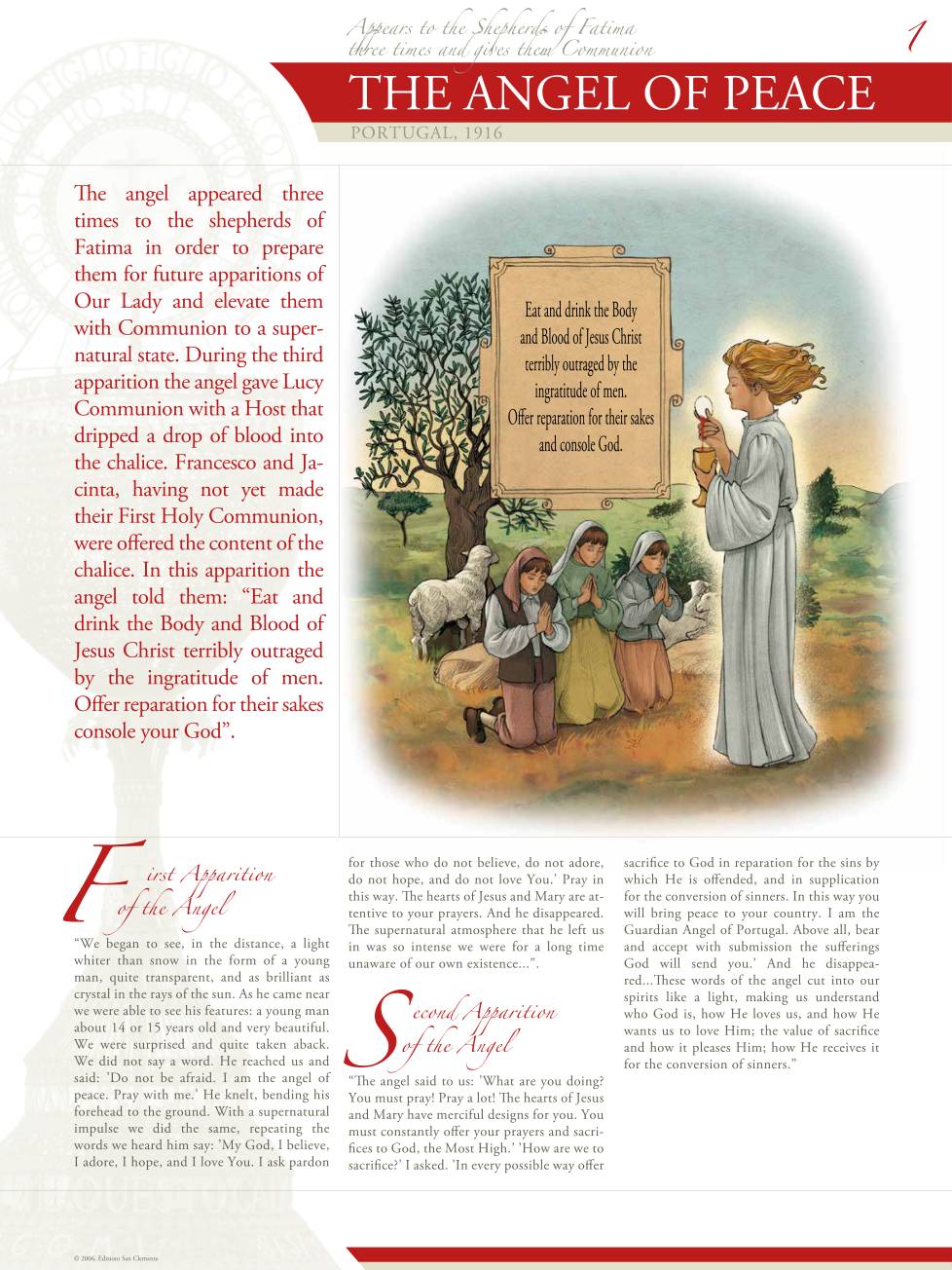Exhibition panel for Fatima, Portugal, The Angel of Peace (1/3)