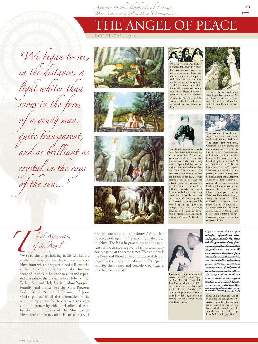 Exhibition panel for Fatima, Portugal, The Angel of Peace (2/3)