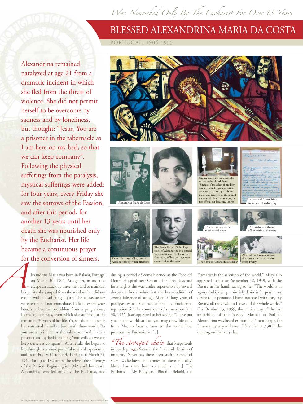 Exhibition panel for Blessed Alexandrina Maria da Costa