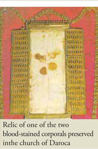 Relic of one of the two blood-stained corporals preserved in the church of Daroca