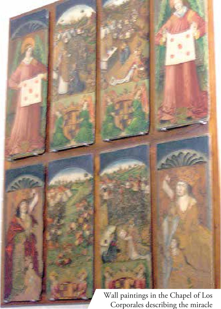 Wall paintings in the Chapel of Los Corporales describing the miracle