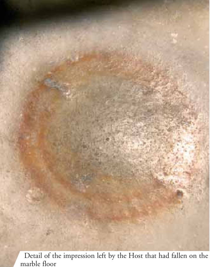 Detail of the impression left by the Host that had fallen on the marble floor