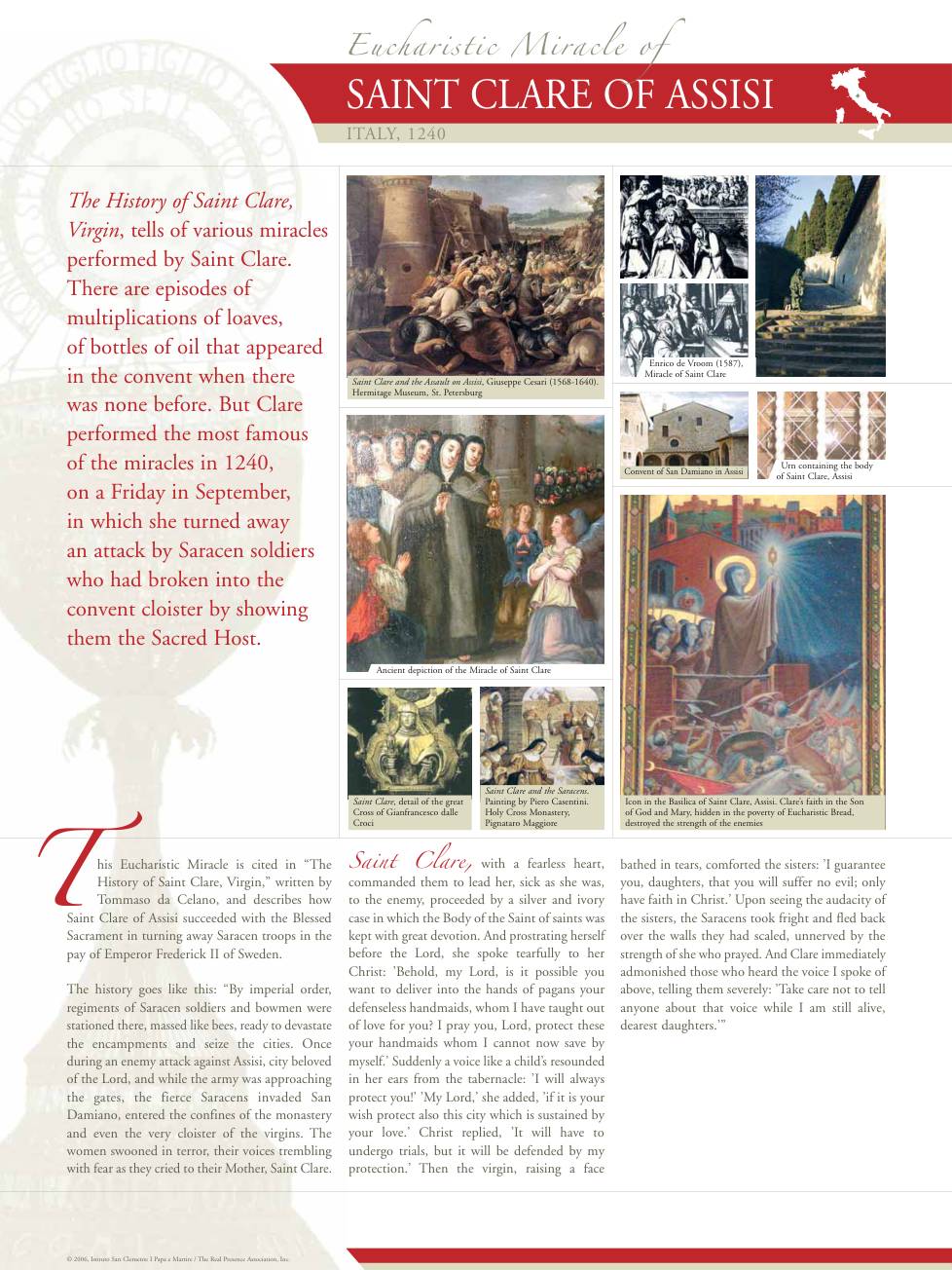 Exhibition panel for Saint Clare of Assisi
