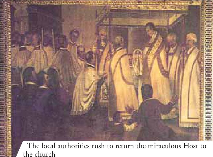 The local authorities rush to return the miraculous Host to the church