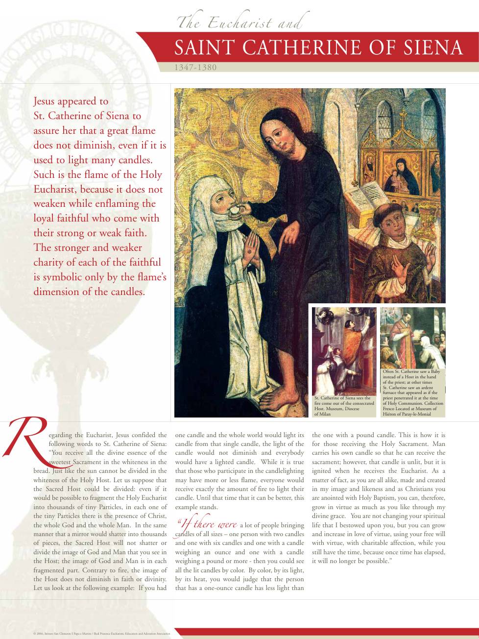 Exhibition panel for Saint Catherine of Siena