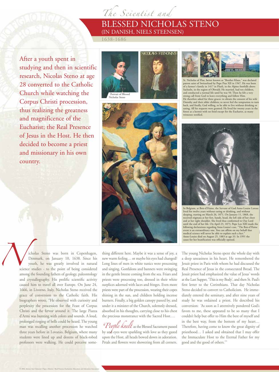 Exhibition panel for Blessed Nicholas Steno (in Danish)