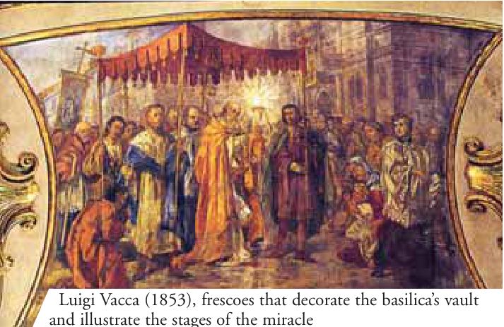 Luigi Vacca (1853), frescoes that decorate the basilica's vault and illustrate the stages of the miracle.