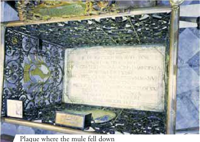 Plaque where the mule fell down